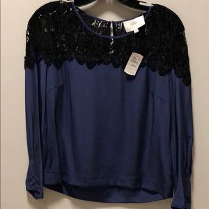 NWT Madison Marcus Silk & Lace Blouse Size S